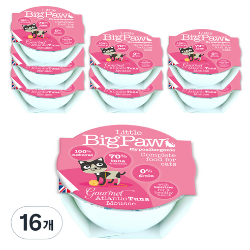 리틀빅파우 전연령 고양이 무스 주식 캔 습식사료/주식캔/주식파우치, 대서양 참치, 85g, 16개