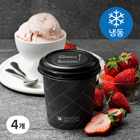 서울아이스크림 파인트 딸기 아이스크림 (냉동), 474ml, 4개