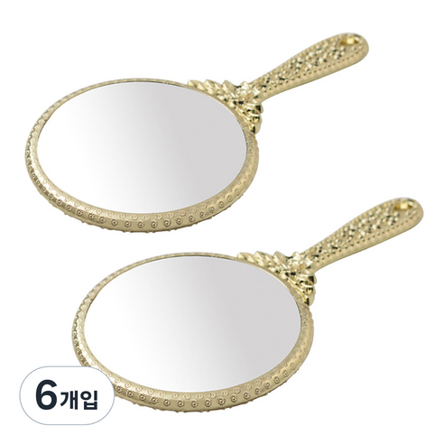 세븐스타 GS공주경원형 손거울 소형, 골드, 6개입