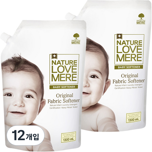 네이쳐러브메레 유아 오리지널 섬유유연제 리필, 1300ml, 12개