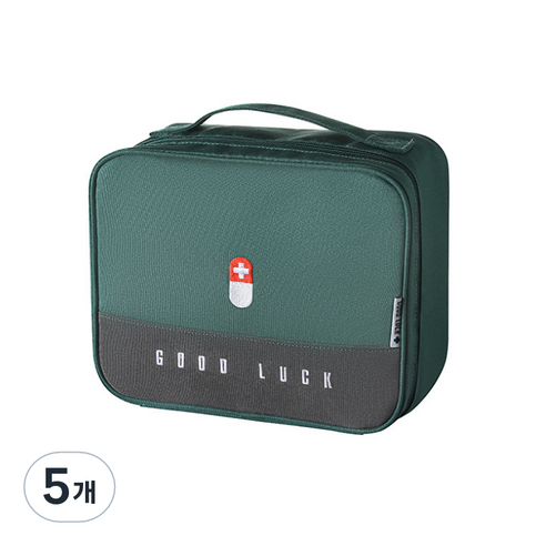 오손 패브릭 약 수납 가방 그린, 5개