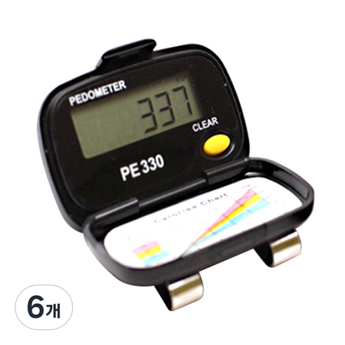 신우전자 3D 가속도 센서 만보계 PE330, 블랙, 6개