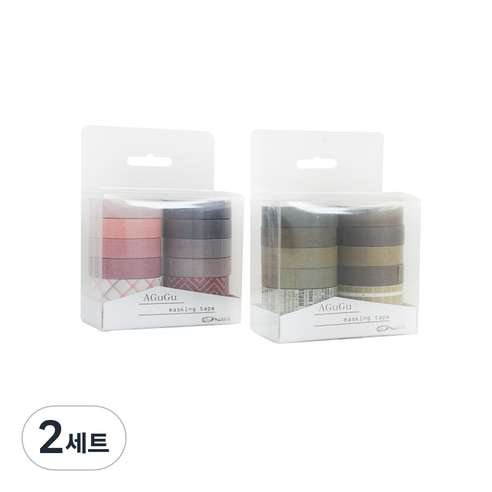 케이트가든 컬러 데코 마스킹 테이프 2종 x 10색, 핑크, 카키, 2세트