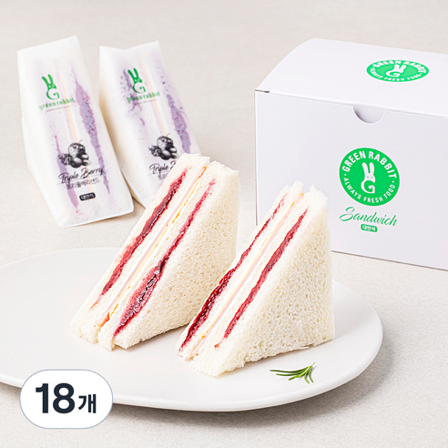 그린래빗 대만식 트리플베리 샌드위치, 70g, 18개