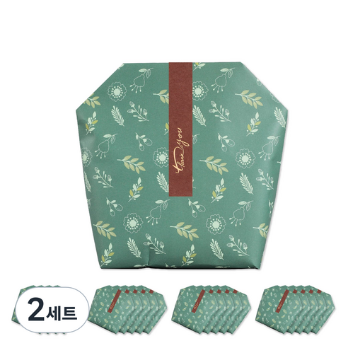플라워가든 기프트백 Medium 20p + 띠스티커 20p, 그린(기프트백), 브라운(띠스티커), 2세트