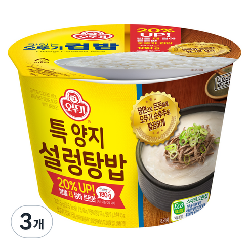 오뚜기 컵밥 특 양지 설렁탕밥, 3개, 320.5g