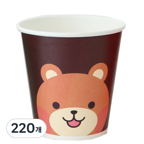황씨네도시락 캐릭터 일회용종이컵 곰, 220개