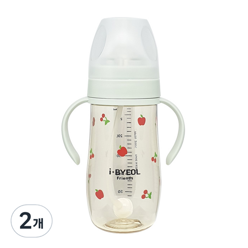 아이별프렌즈 유아용 PPSU 애플체리 추 빨대컵 270ml, 민트, 2개