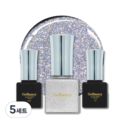 벨랑시 젤네일 3종세트, 5세트, 벨랑시 베이스 5ml+SN-35 글리터 홀로 실버 5ml+벨랑시 탑 5ml