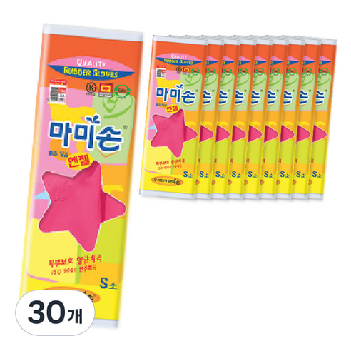 마미손 엔젤 소 고무장갑, 혼합 색상, 소(S), 30개