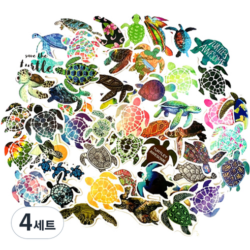 셀렉트스티커 캐리어스티커 노트북 스트릿 거북이 50종 세트, 혼합색상, 4세트