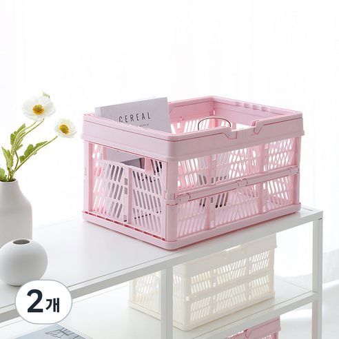 마켓비 KONTINO 폴딩바스켓, 원톤핑크, 33L, 2개