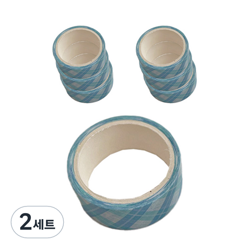 슬로우데코 다꾸 심플 체크 마스킹 테이프 7종 세트, 민트, 2세트
