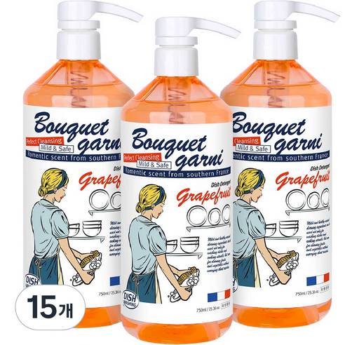 부케가르니 에코 1종 주방세제 자몽향, 750ml, 15개