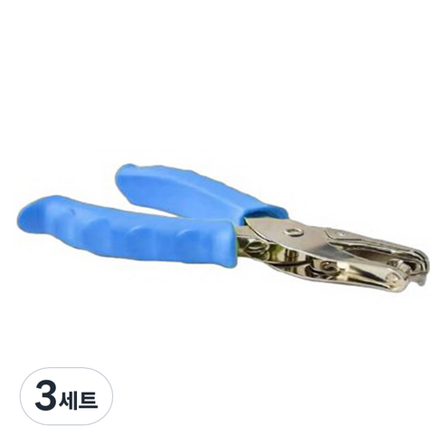 마다꾸미 컬러 핸드 1공 펀치 6mm, 블루, 3세트