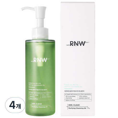 알엔더블유 퓨리파잉 포도씨 딥 클렌징 오일, 200ml, 4개