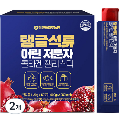 참앤들황토농원 탱글석류 어린 저분자 콜라겐 젤리스틱 50p, 1000g, 2개