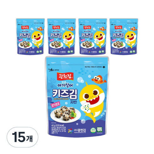 광천김 핑크퐁 키즈 김자반, 40g, 15개