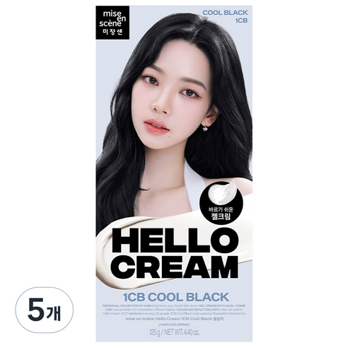 미쟝센 뉴 헬로크림 염색제, 쿨블랙, 5개