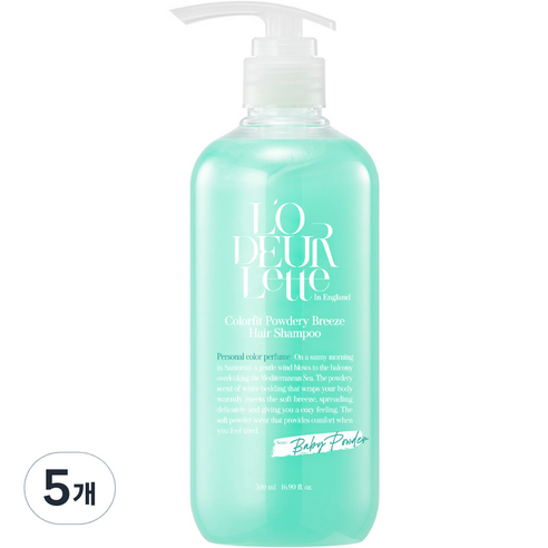 로더렛 컬러핏 헤어 두피 퍼퓸 샴푸 파우더리 브리즈, 500ml, 5개