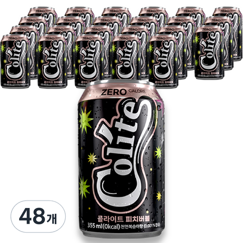 콜라이트 제로 피치버블, 355ml, 48개