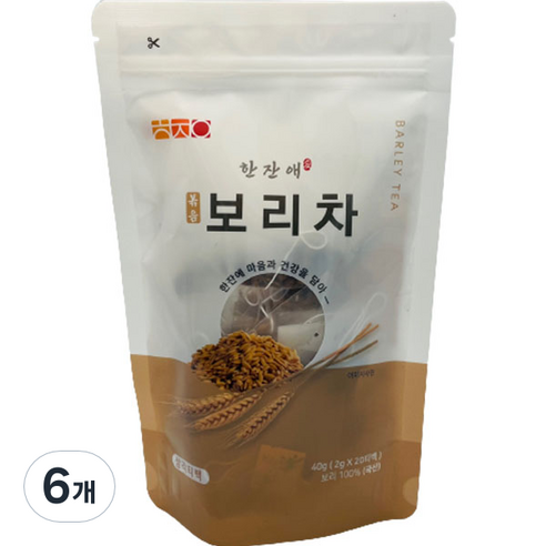 한잔애 볶음 보리차, 2g, 20개입, 6개