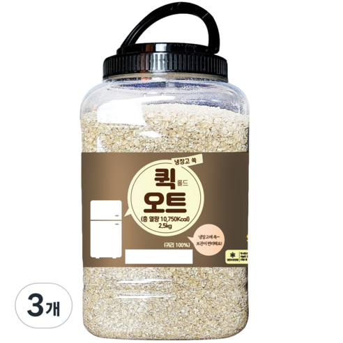 냉장고쏙 퀵 롤드 오트, 2.5kg, 3개
