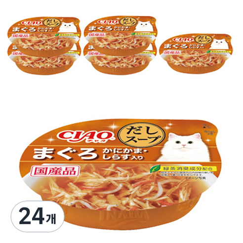 챠오츄르 이나바 고양이 다시스프컵, 참치&게맛살&치어, 60g, 24개