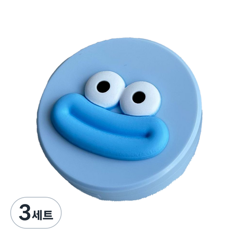 특별한상점 스마일 귀여운 콘택트 렌즈 보관 케이스 거울 집게 흡착 봉 세트, 스마일리 블루, 3세트