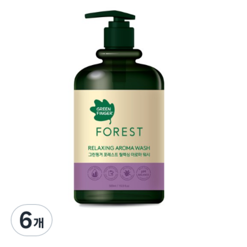 그린핑거 포레스트 릴랙싱 아로마 워시 플로럴향, 500ml, 6개