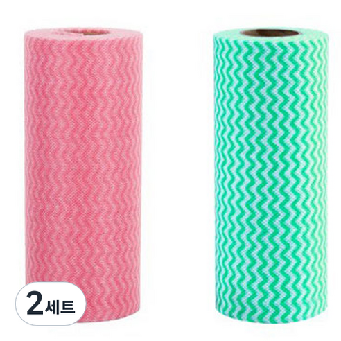 롤타입 간편 수세미 2종 세트, 2세트, 레드, 그린