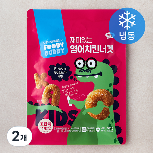 푸디버디 재미있는 영어치킨너겟 (냉동), 500g, 2개