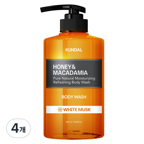 쿤달 퓨어 바디워시 화이트머스크향, 500ml, 4개