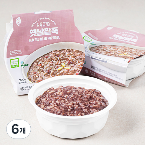 섬죽 유기가공식품 인증 옛날팥죽, 300g, 6개
