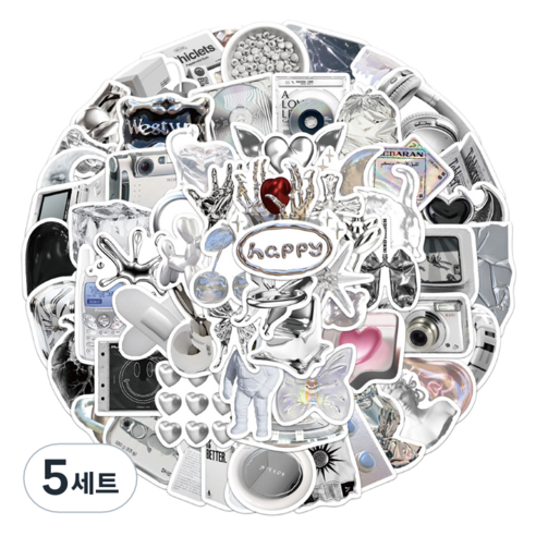 특별한상점 캐리어 노트북 여행 방수 스티커 세트 TT063-66PCS, 실버 데이, 5세트