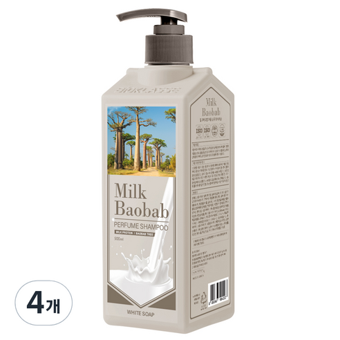 밀크바오밥 퍼퓸샴푸 화이트솝, 500ml, 4개