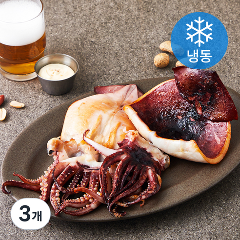 바다보소 구룡포에서 말린 반건조 오징어 2미 (냉동), 380g, 3개