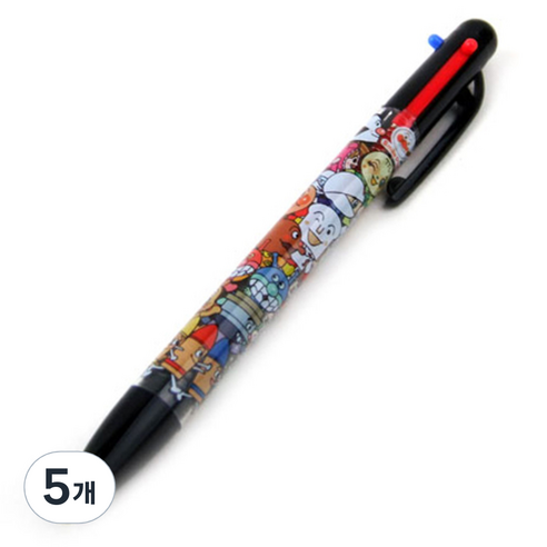 썬스타 호빵맨 3색볼펜 0.7mm, 블랙, 5개