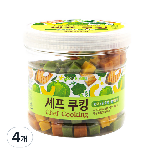 퍼피아이 강아지 셰프쿠킹 간식, 연어 + 단호박 + 브로콜리 혼합맛, 400g, 4개