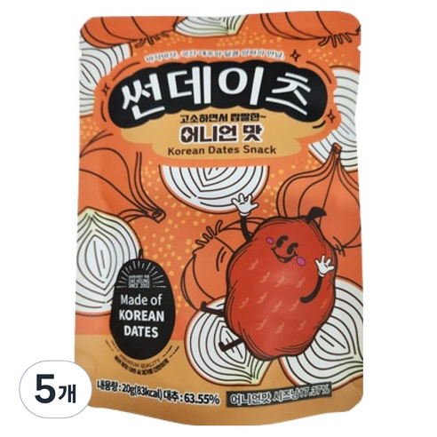 썬데이츠 대추스낵 어니언맛, 20g, 5개