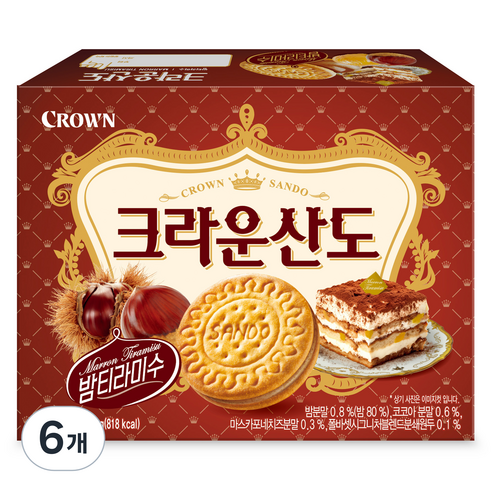 크라운산도 밤 티라미수, 161g, 6개