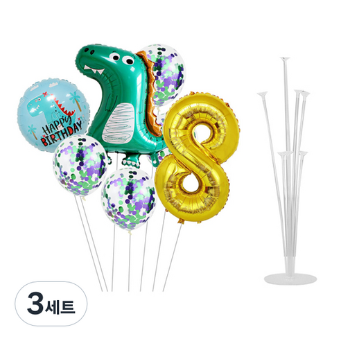 마켓감성 공룡 테마 숫자 풍선세트, 타입9, 3세트