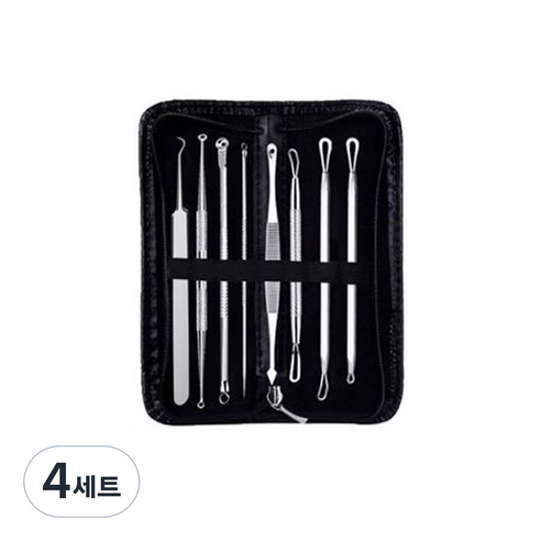 스테인리스 피지압출기 파우치 8종 세트, 혼합 색상, 4세트