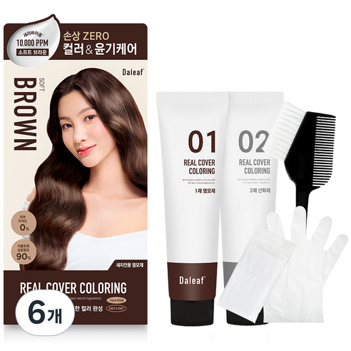 달리프 세라바이옴 리얼 커버 새치전용 염모제 120g, 소프트브라운, 6개