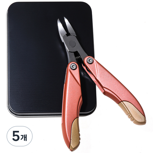 플라카 손톱깍이 발톱 접이식 니퍼 큐티클 커터 페디큐어 핸드 풋 케어 도구, ROSE GOLD, 5개