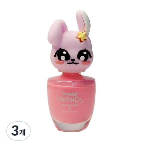 투미니 어린이 프렌즈 수성 네일 8ml, 피치핑크(토끼), 3개