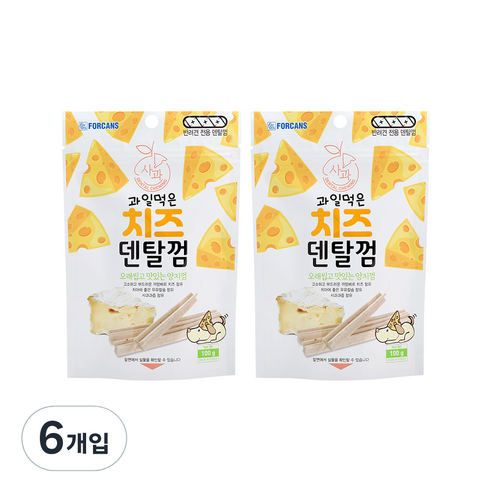 포켄스 과일먹은 치즈덴탈껌, 사과, 100g, 6개
