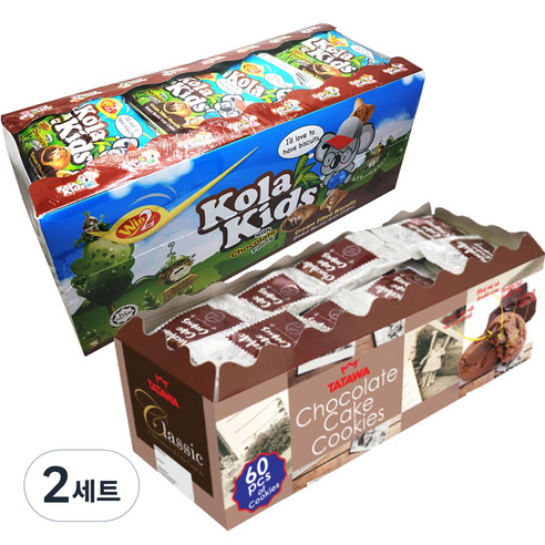 타타와 초코잼 쿠키 60p 600g + 코라키즈 초콜릿맛 비스켓 24p 336g, 2세트