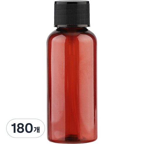 단마개 플라스틱 용기 50ml, 180개, 브라운 + 블랙