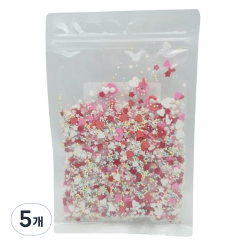 이홈베이킹 발렌타인 믹스 스프링클, 100g, 5개